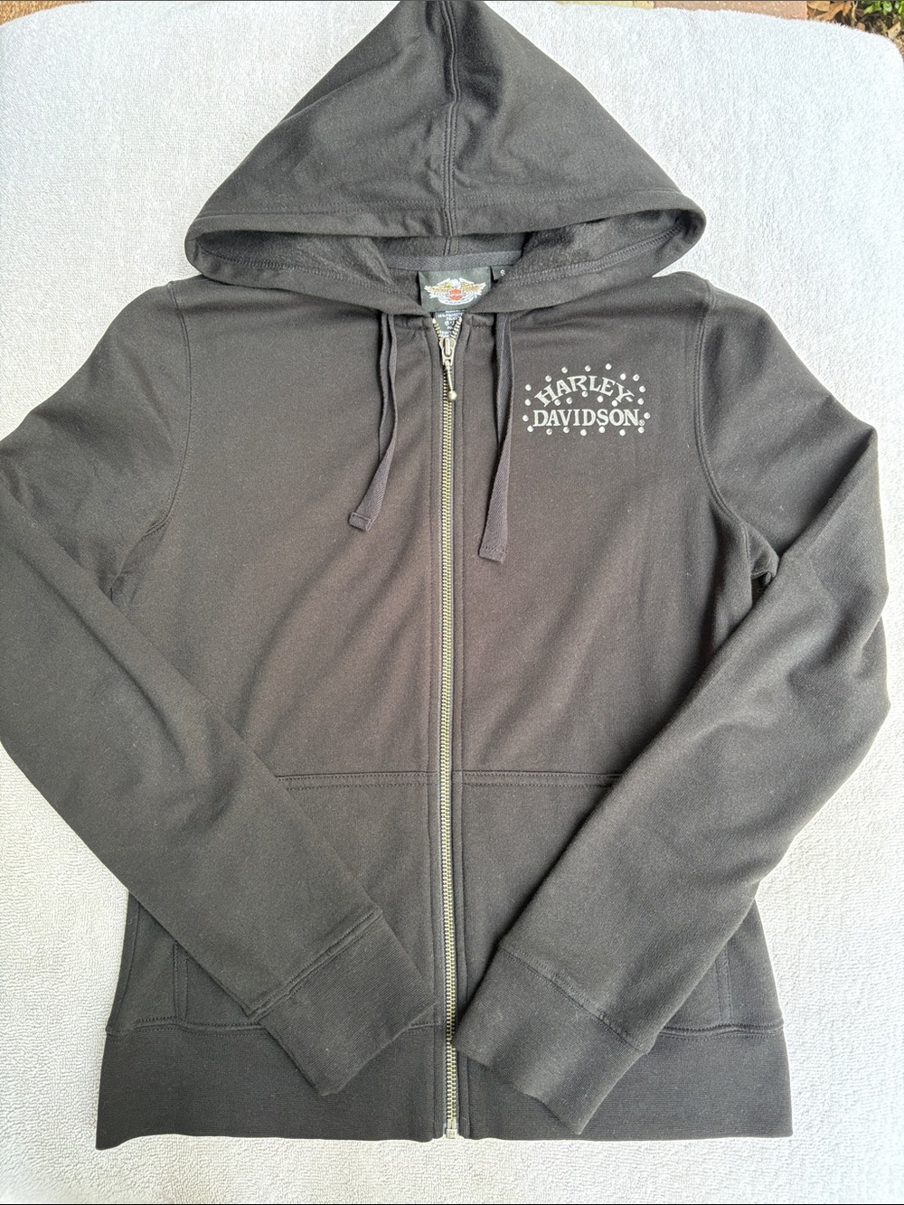 Harley-Davidson Women's Black Zip Hoodie with Script Logo